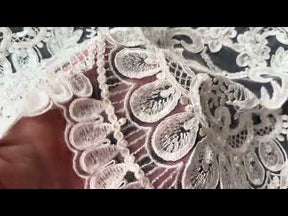 Ivory Embroidered Beaded Tulle - EB1027