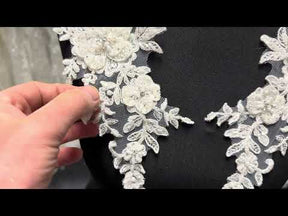 Ivory Beaded 3D Lace Appliques - T658