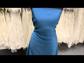 Lightweight Petrol Blue Polyester Satin - Juxtaposition