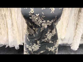 Champagne Beaded Embroidery Lace - P483