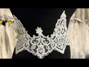 Ivory Beaded Lace Trim - Ziggurat