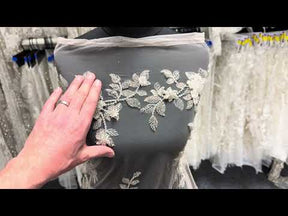 Light Skin/Silver Emb Beaded Tulle - EB1105