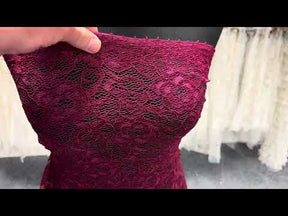 Wine Corded Stretch Lace - P619
