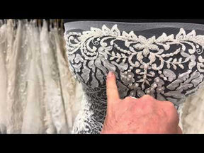 Ivory Emb Beaded Tulle - EB1076
