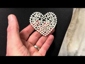 Ivory  Embroidered Heart Applique - T950