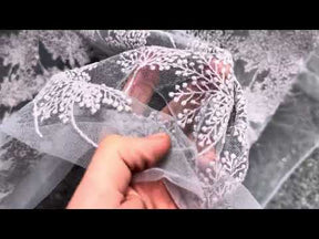 Lavender Floral Embroidery Lace - EB5037