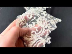 Ivory with Silver Embroidered Lace Trim - T298