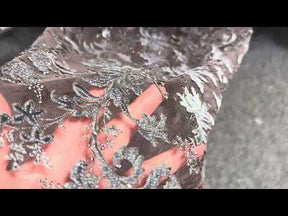 Grey Velvet Embroidery Lace - Madina