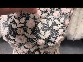 Ivory and Pink Beaded Lace - Cantida