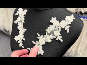 Ivory Beaded Lace Appliques - T47