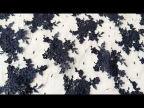 Navy Corded Chantilly Lace - P237