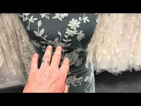 Light Green Embroidered Beaded Tulle - EB1090