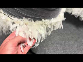Ivory Beaded Sequin Frilly Lace Edging - T237