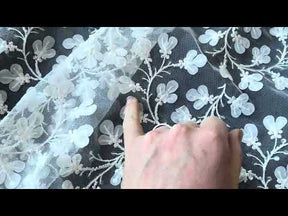 Ivory Embroidered Beaded Tulle - EB1053