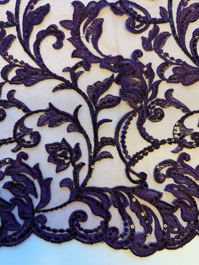 Purple Sequin Embroidery Lace - Richina