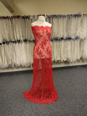 red and tan lace dress Red Beaded Lace