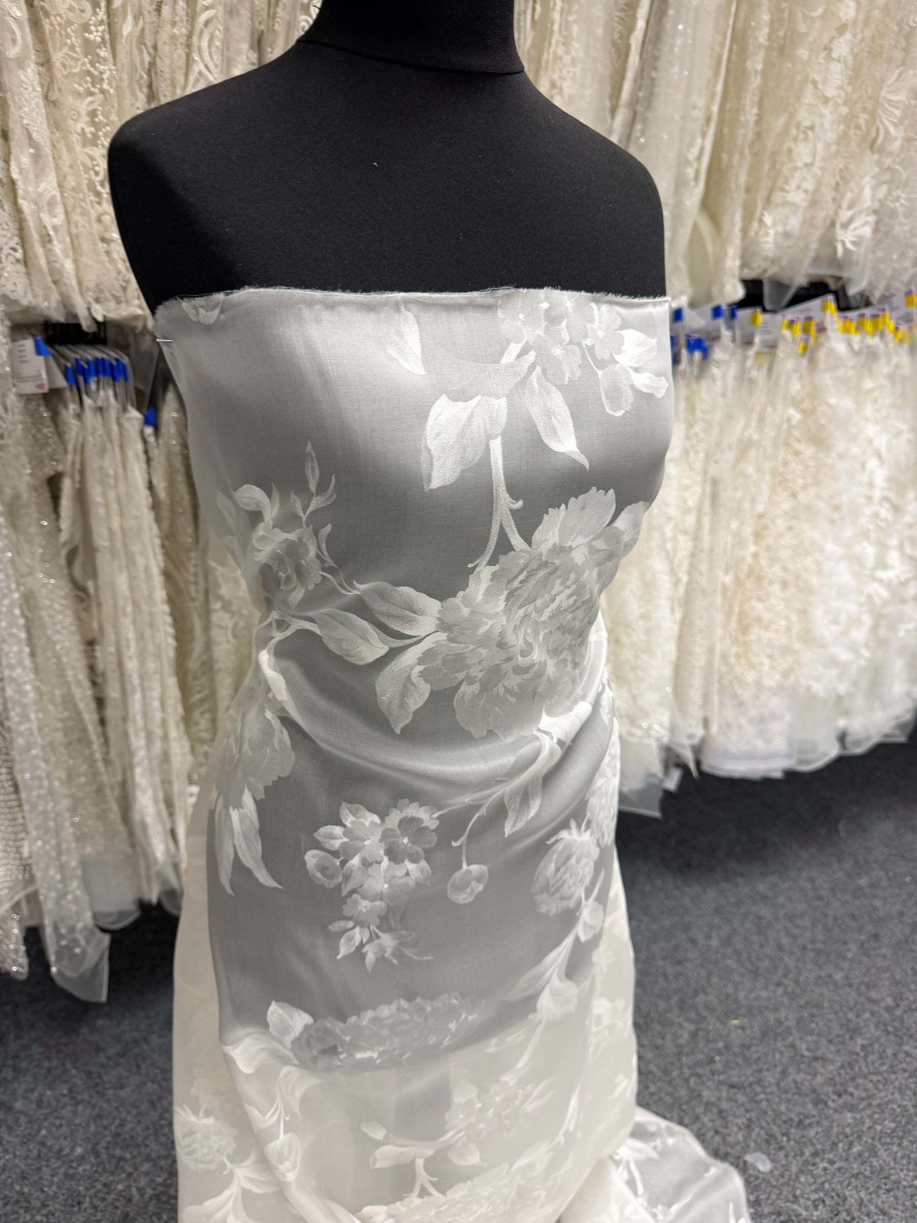 Ivory Printed Organza Satin - Ari