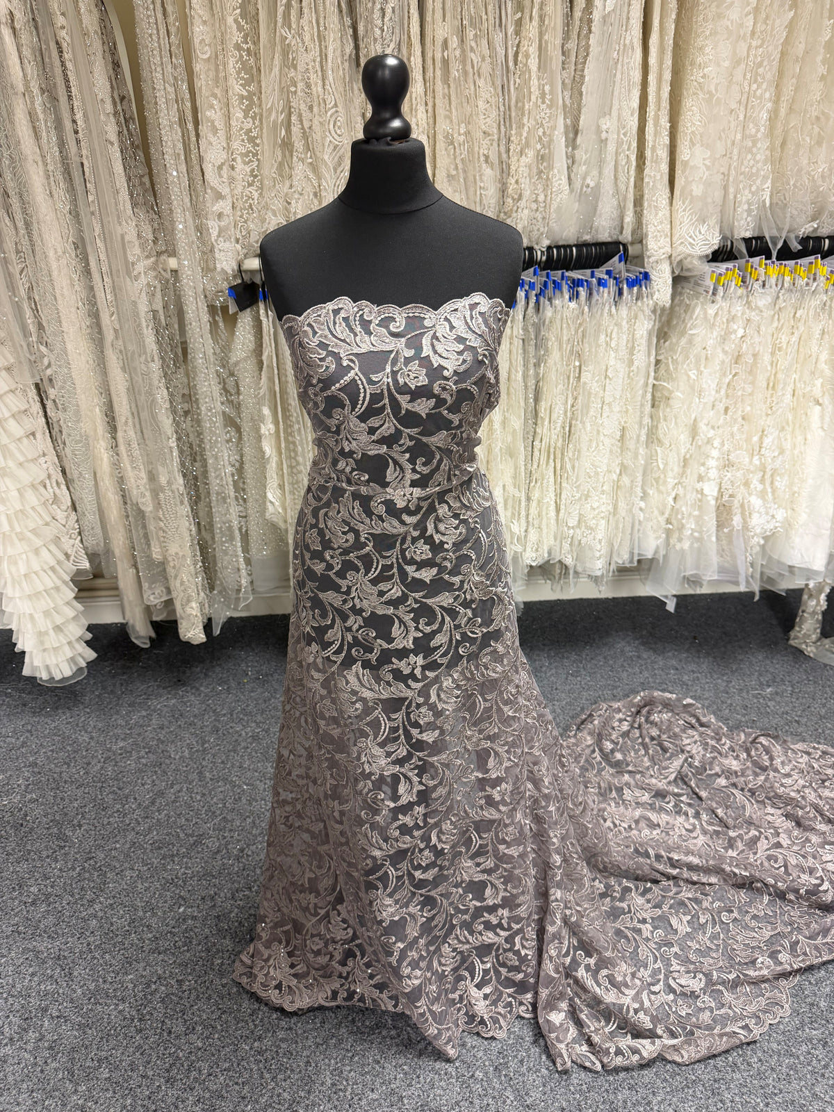 Grey Sequin Embroidery Lace - Richina