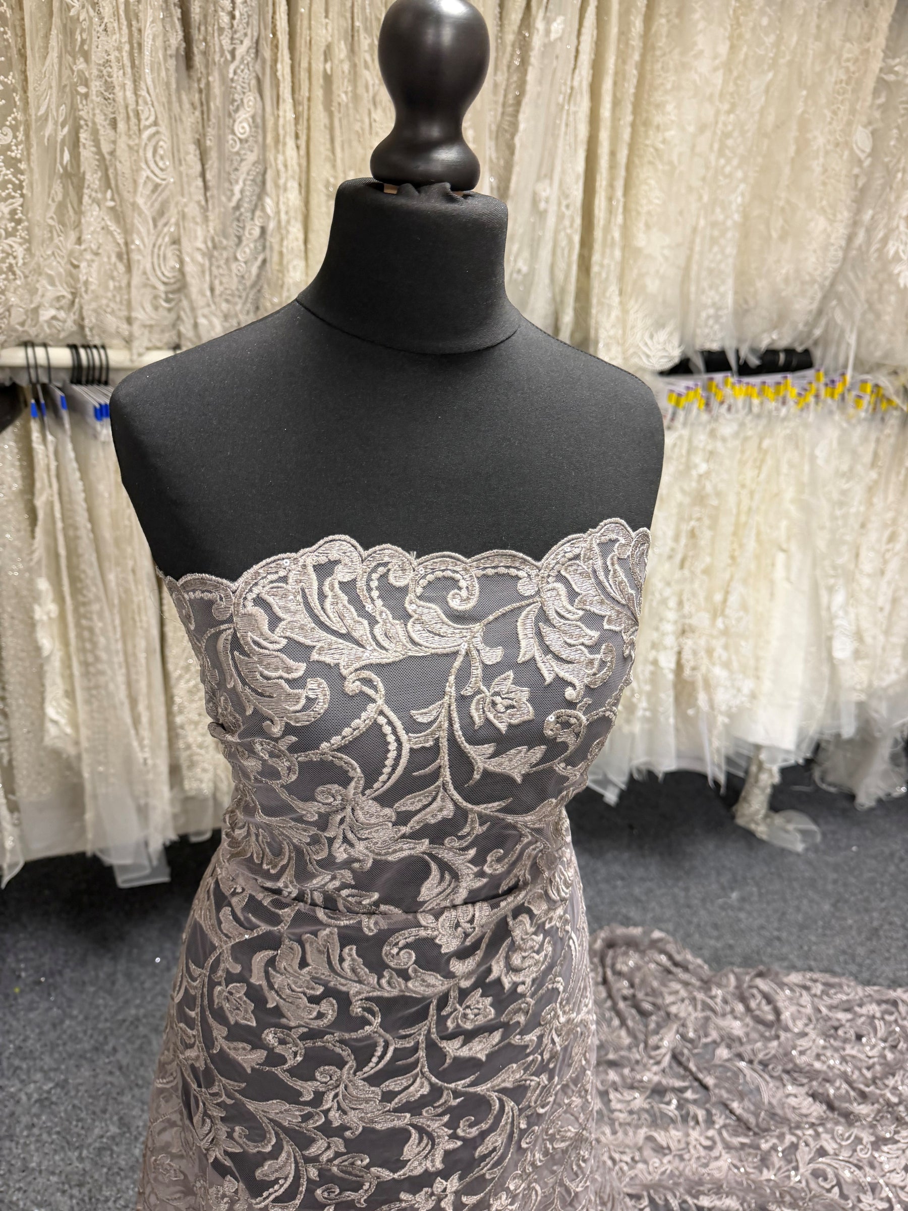Grey Sequin Embroidery Lace - Richina