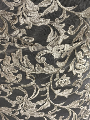 Grey Sequin Embroidery Lace - Richina