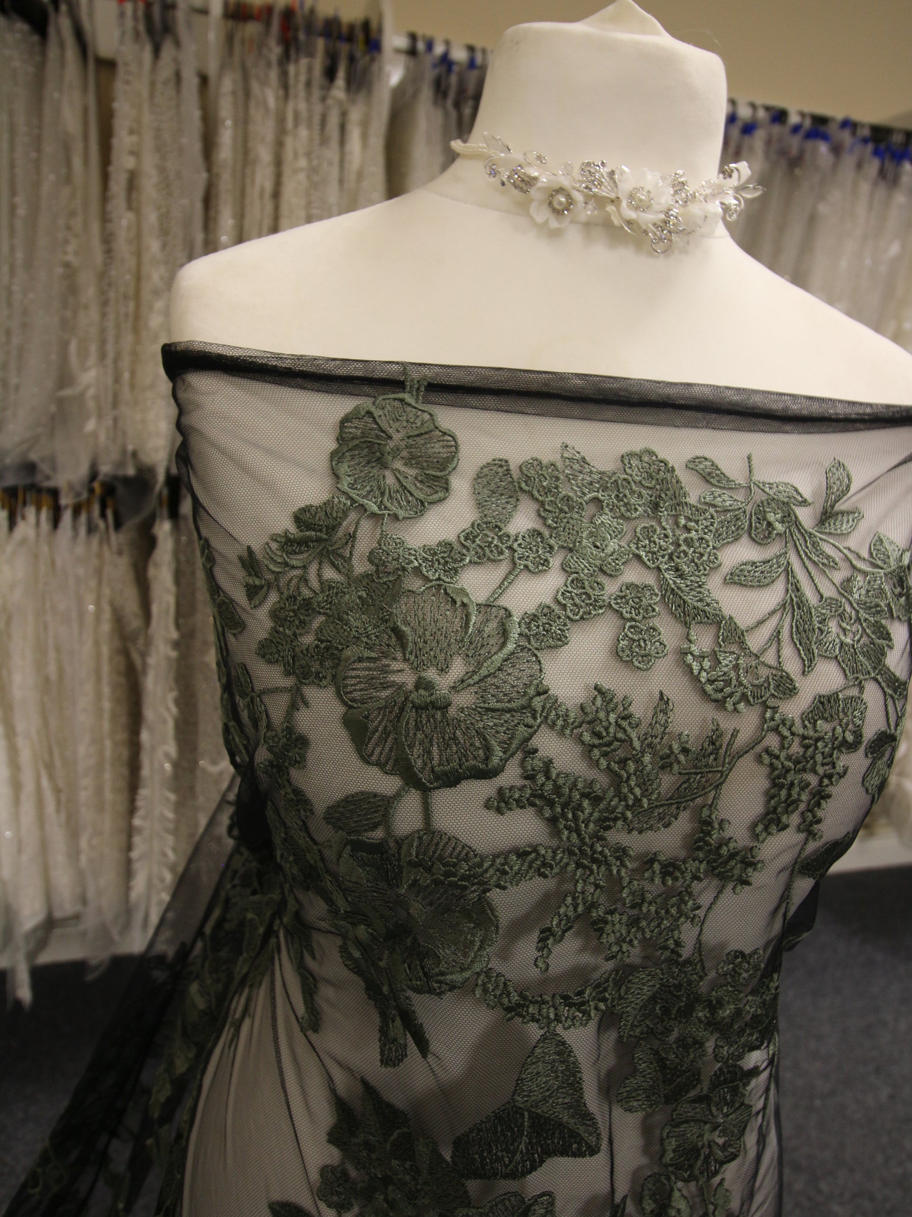Sage Green Embroidery Lace - Garbo