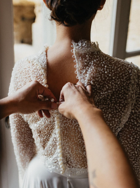 Ivory Sequinned Tulle - Luz