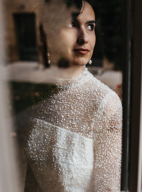 Ivory Sequinned Tulle - Luz