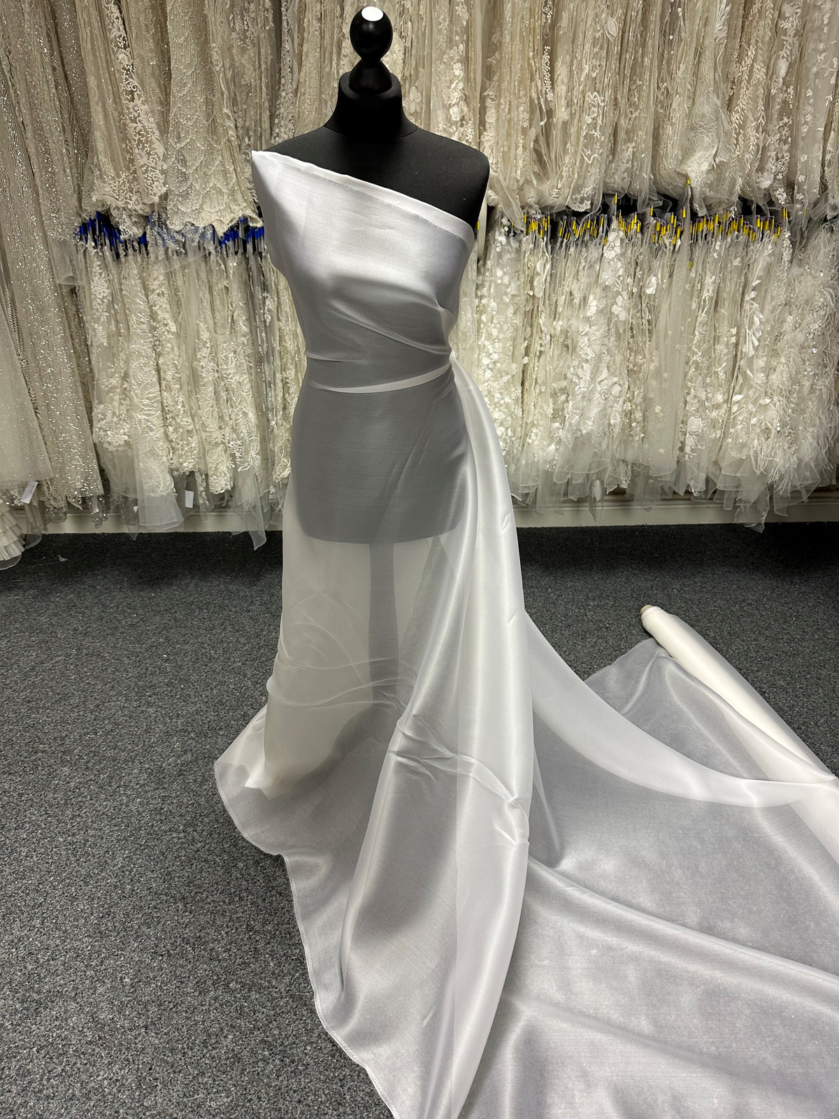 White Silk Satin Organza - P771