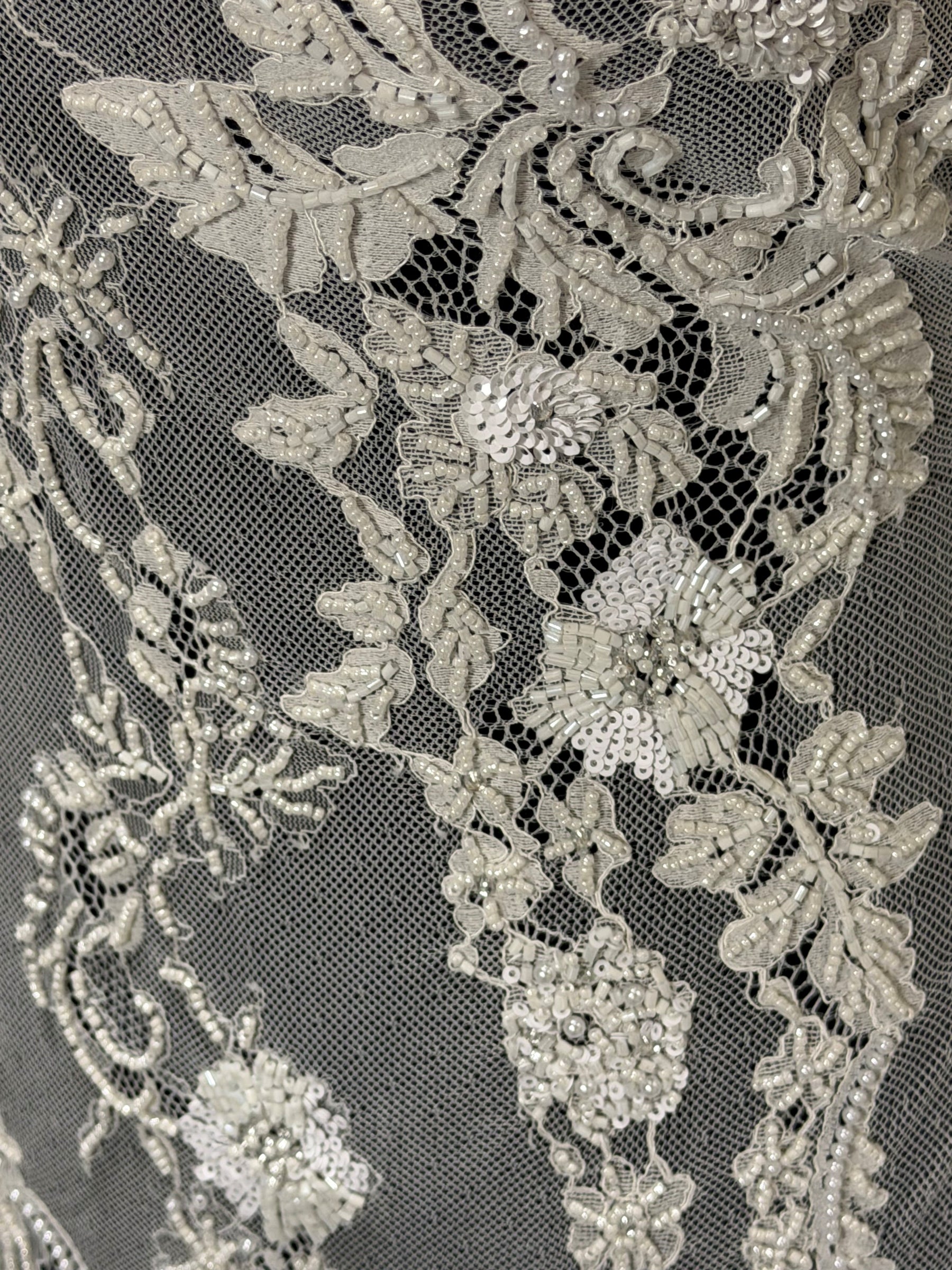 Ivory Hand Beaded Raschel Lace - Severiano