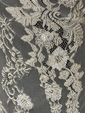 Ivory Hand Beaded Raschel Lace - Severiano