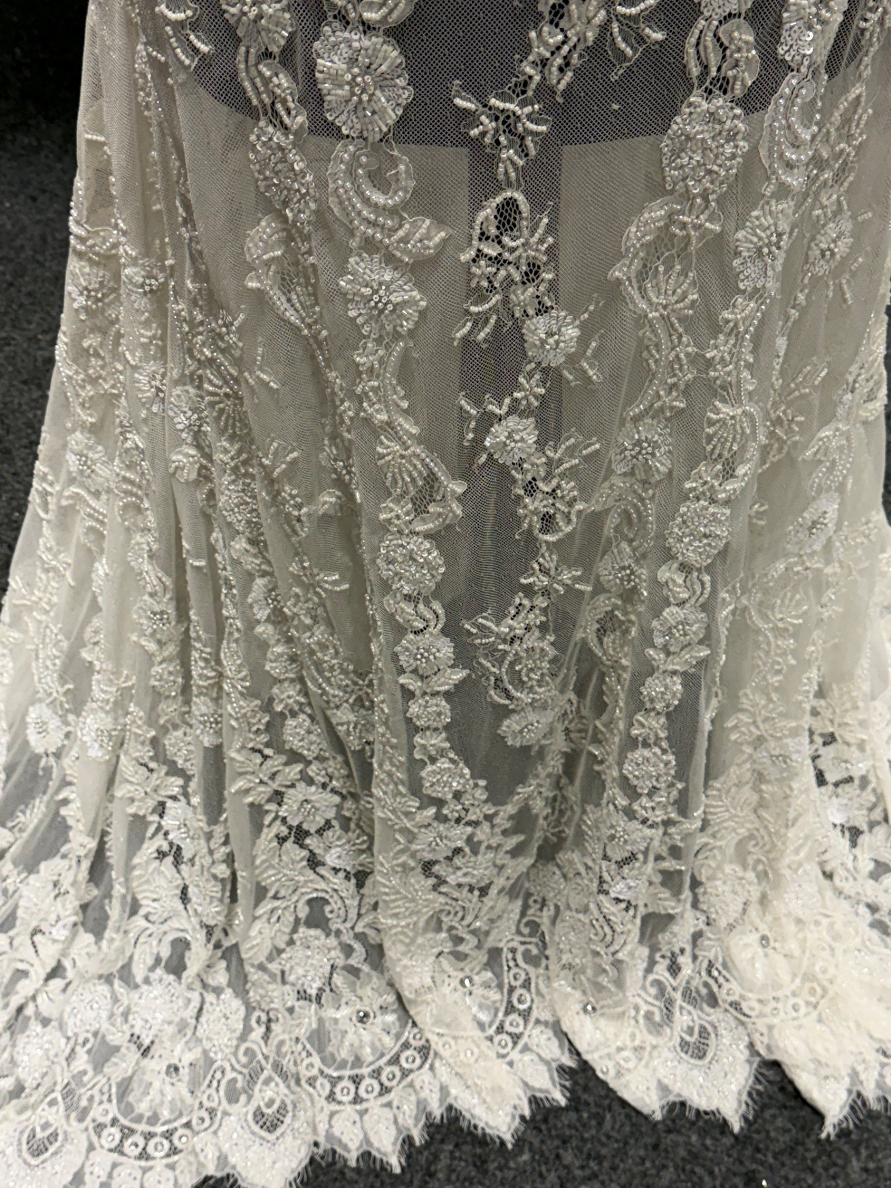 Ivory Hand Beaded Raschel Lace - Severiano
