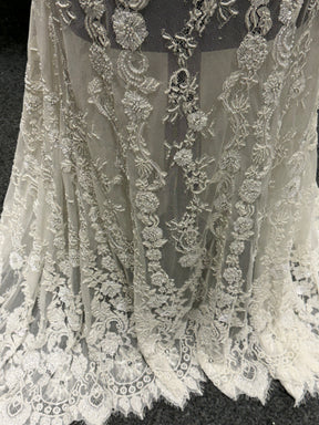Ivory Hand Beaded Raschel Lace - Severiano