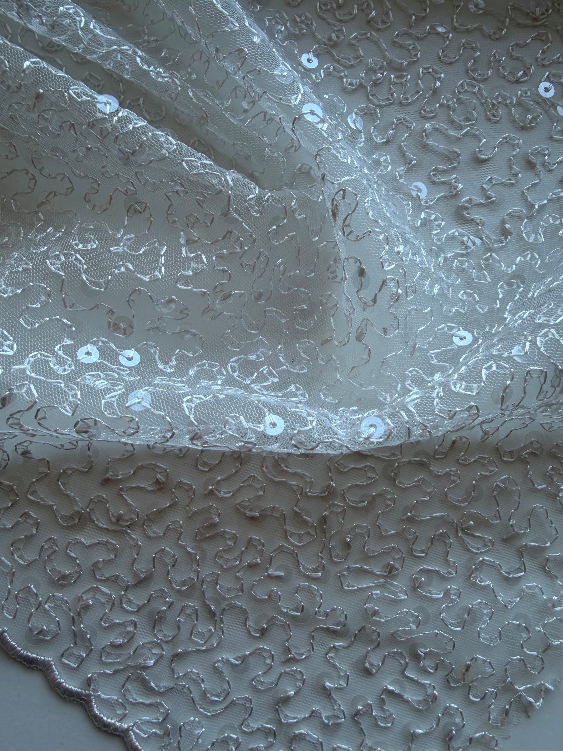 Shell Pink Embroidered Sequin Tulle – EB3001