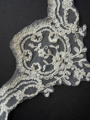 Ivory with Silver Embroidered Lace Trim - T298