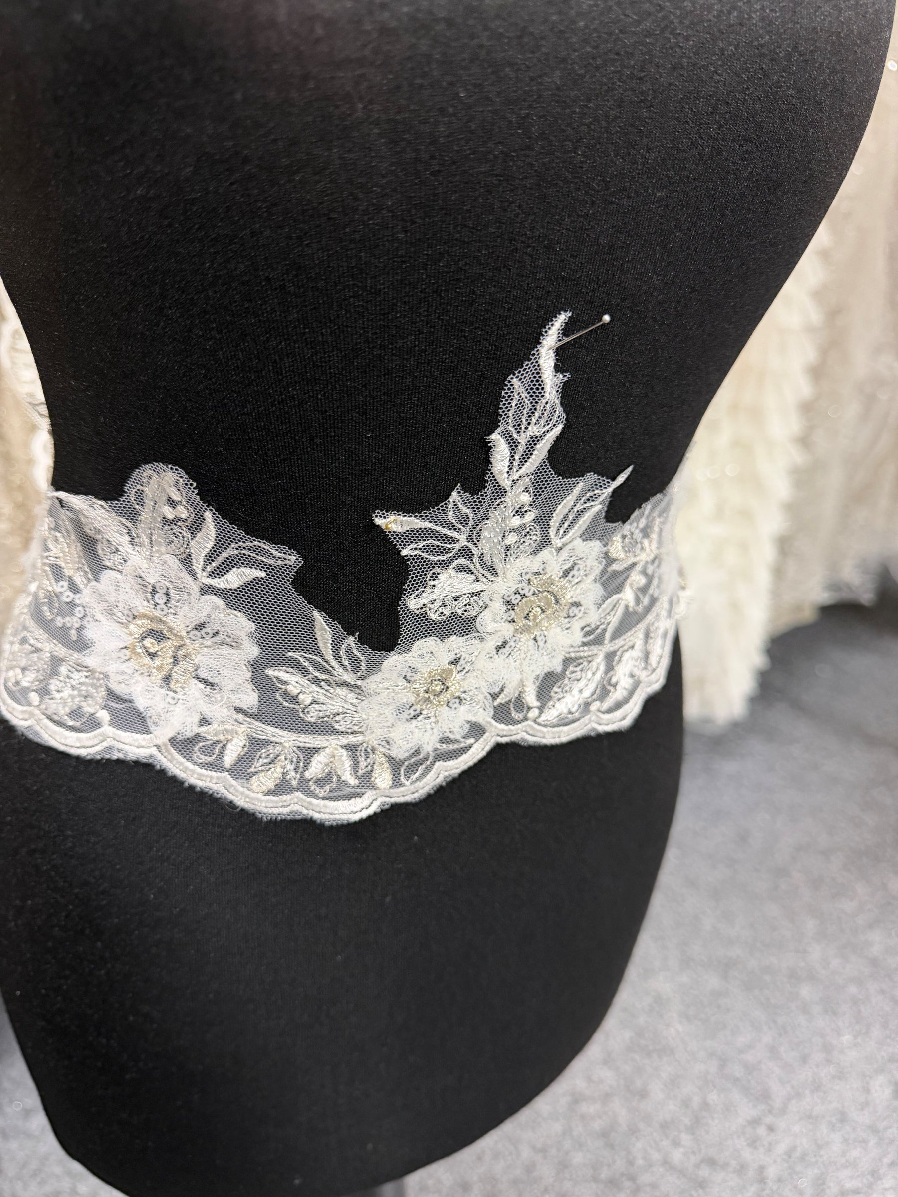 Ivory Embroidered Lace Trim - T358