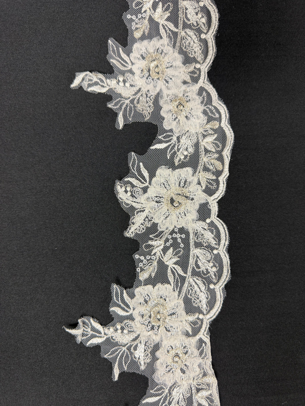 Ivory Embroidered Lace Trim - T358