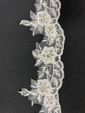 Ivory Embroidered Lace Trim - T358