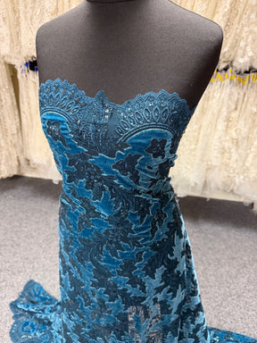 Teal 3D Velvet Lace - EB3023