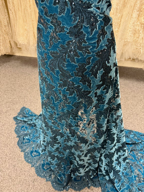Teal 3D Velvet Lace - EB3023
