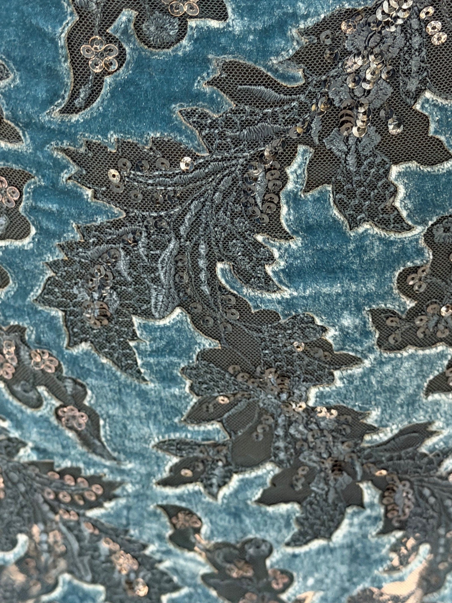 Teal 3D Velvet Lace - EB3023