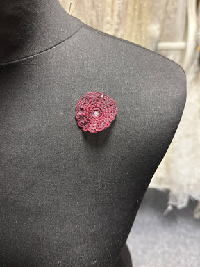Burgundy Irridescent Lace Applique - Alarm