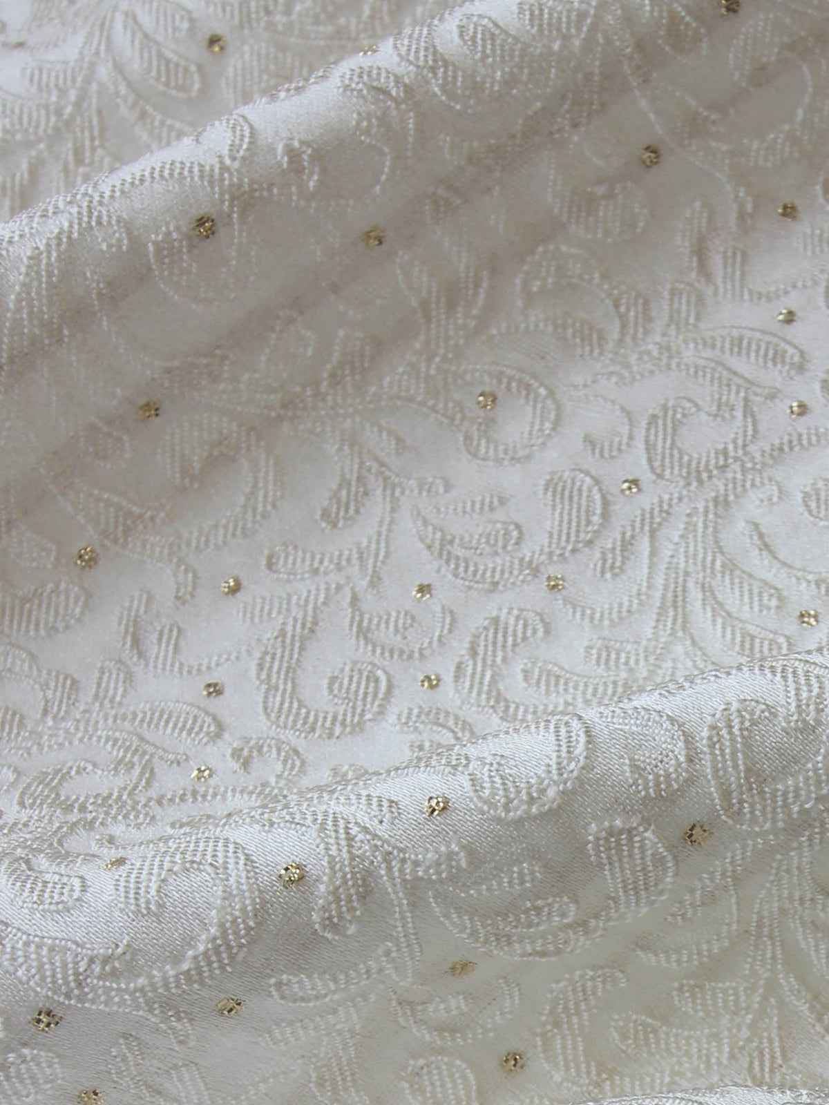 White with Gold Spot Jacquard Brocade - Imagine