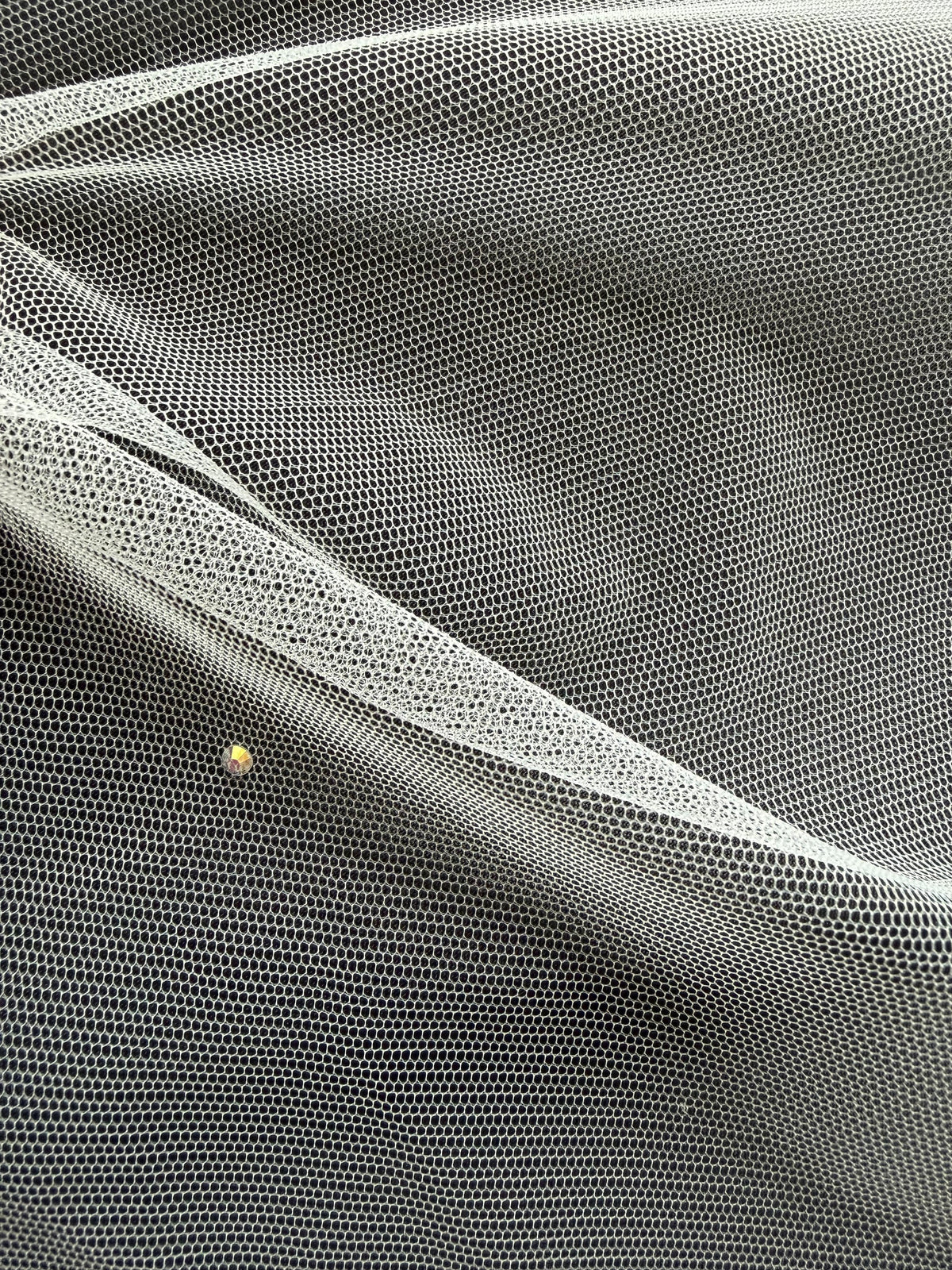 Ivory Diamanté Embellished Tulle - Crystal Victoria (CF)