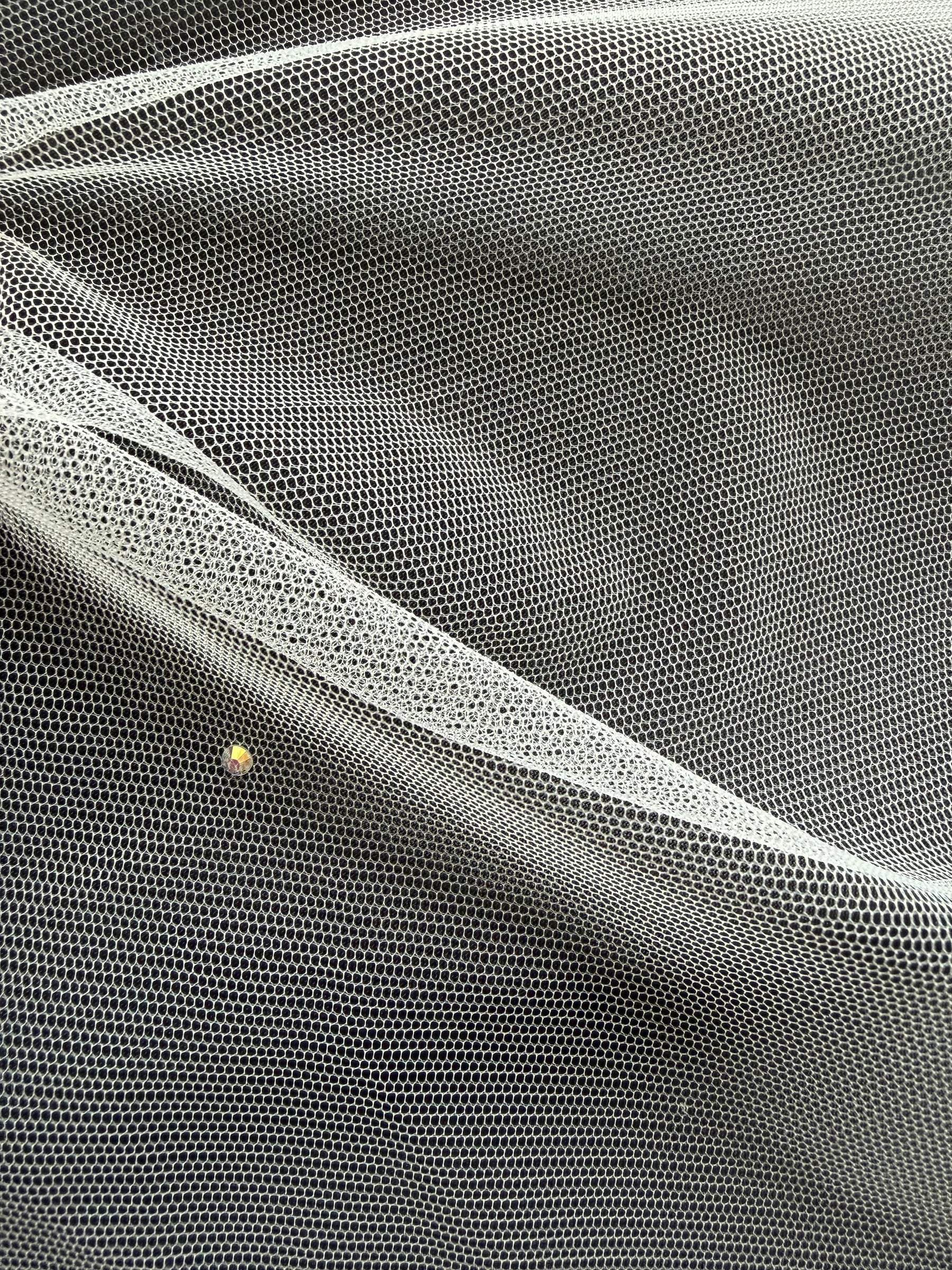 Ivory Diamanté Embellished Tulle - Crystal Victoria (CF)