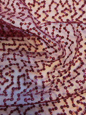 Wine Sequin Embroidery Lace - EB3029