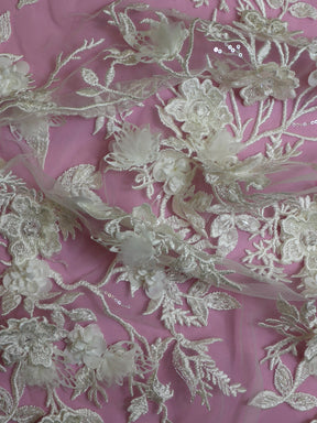 Ivory Embroidered 3D Lace - Abiona