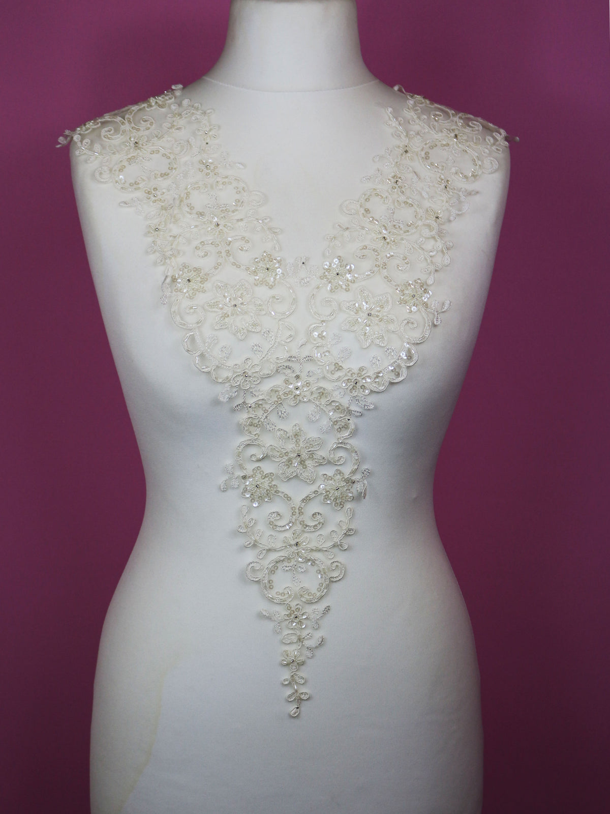Ivory Beaded and Corded Lace Appliques - Alexandra