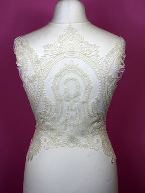 Ivory Large Corded Lace Applique - Aquilegia