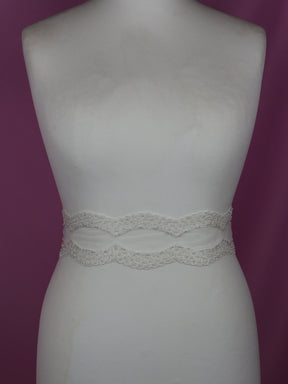 Ivory Beaded Embroidery Lace Trim - Aviana