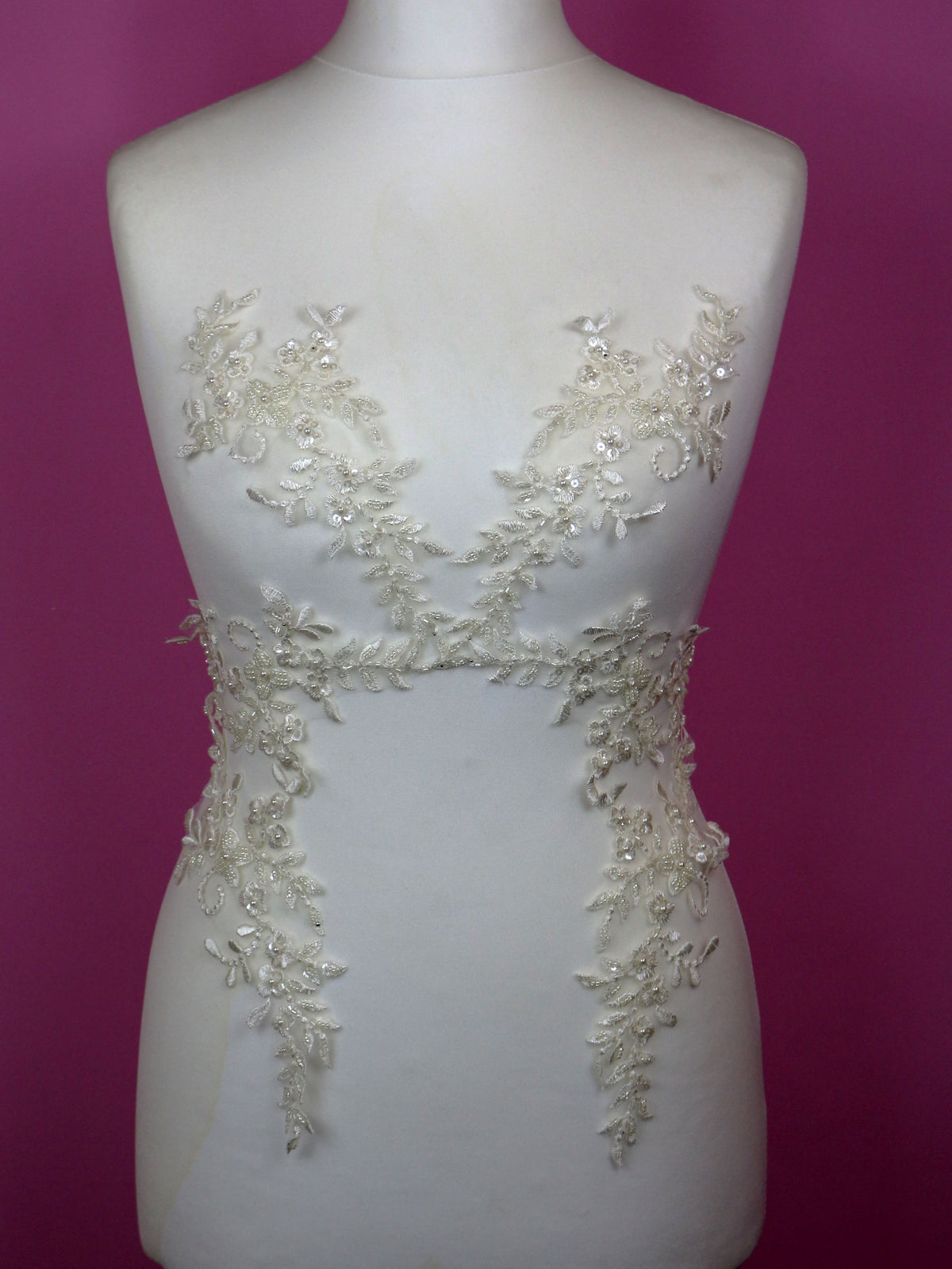Ivory Beaded Embroidery Appliques - Bernadette